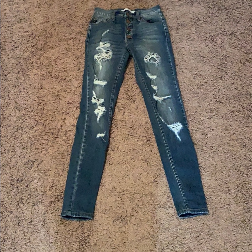 KanCan High Rise Multi Button Fly Skinny
